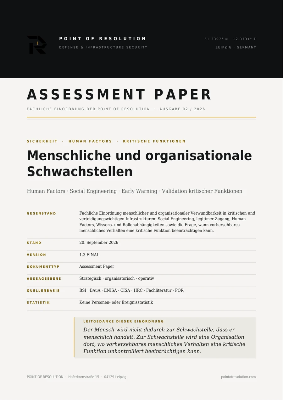 Cover Assessment Paper 02 – Menschliche und organisationale Schwachstellen
